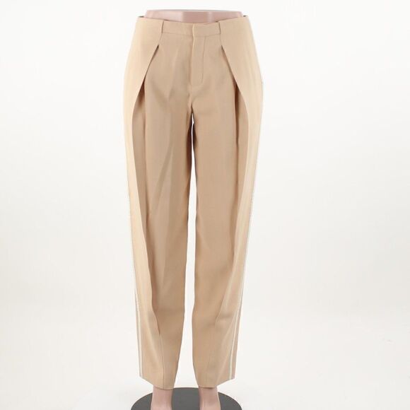 Chloe Front Pleaded High Waist Beige Trousers size 38 - Picture 1 of 5